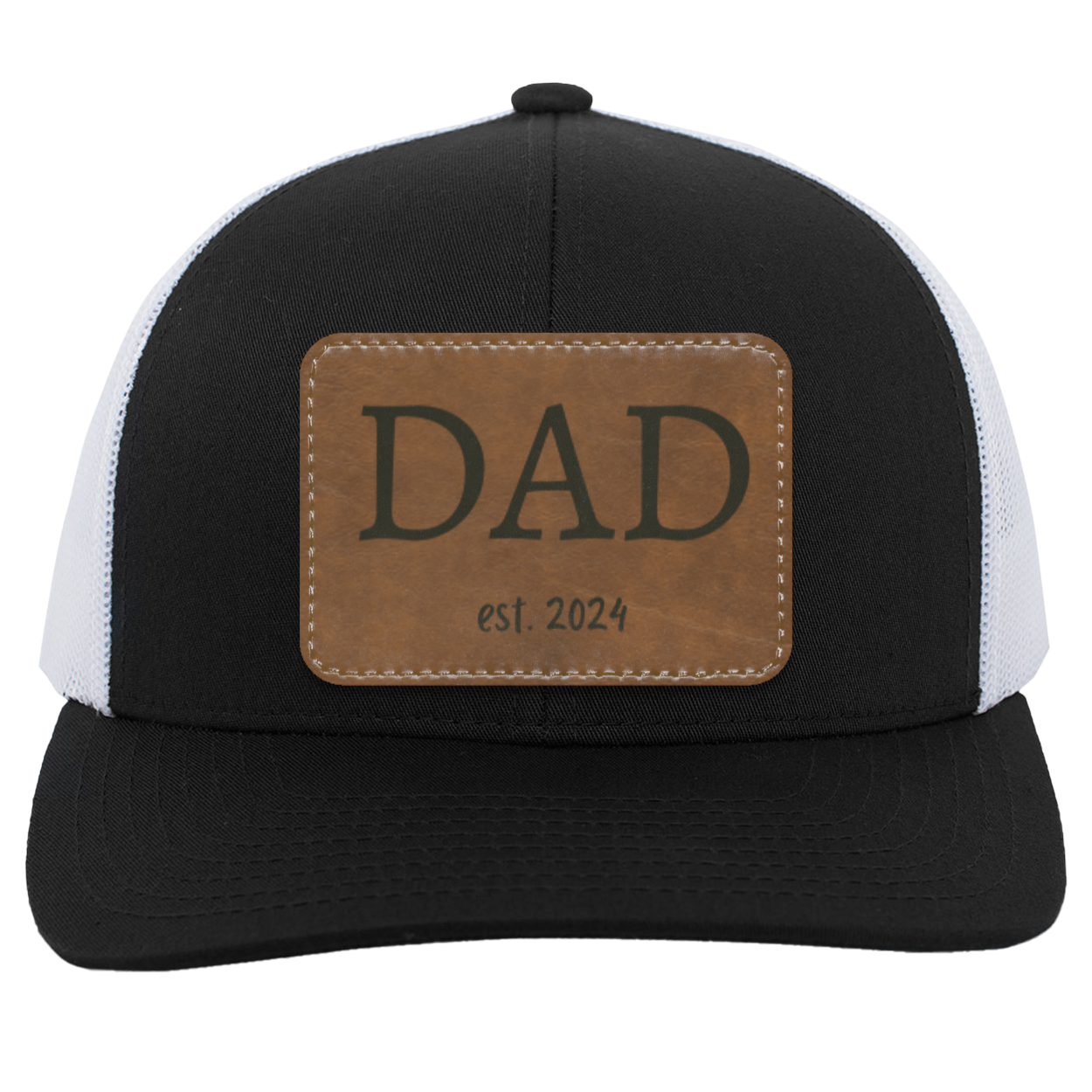 Leather Patch Trucker Hat - Dad Established 2024