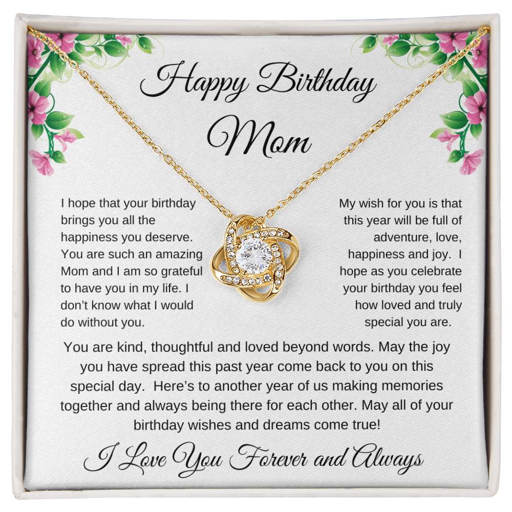 Happy Birthday Mom Love Knot Necklace