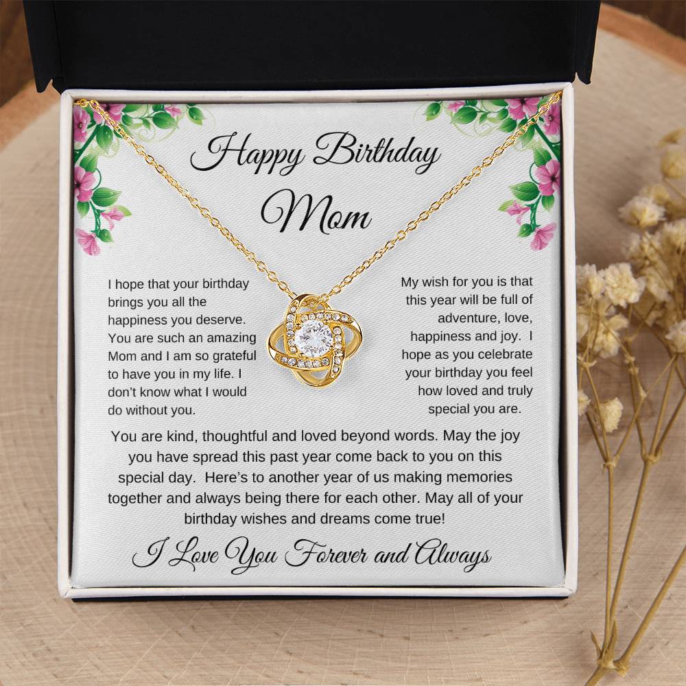 Happy Birthday Mom Love Knot Necklace