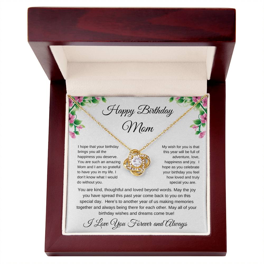 Happy Birthday Mom Love Knot Necklace