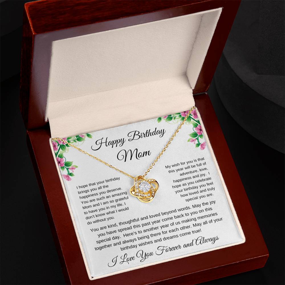 Happy Birthday Mom Love Knot Necklace