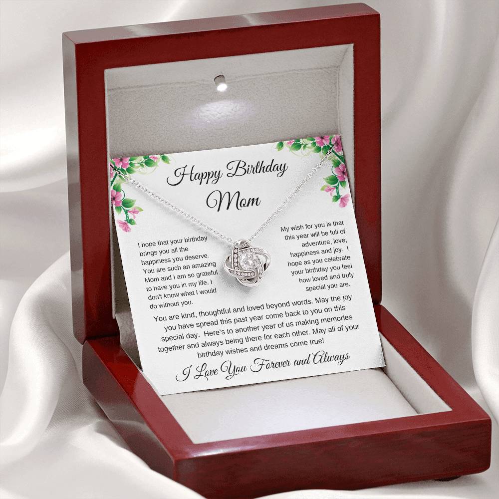 Happy Birthday Mom Love Knot Necklace