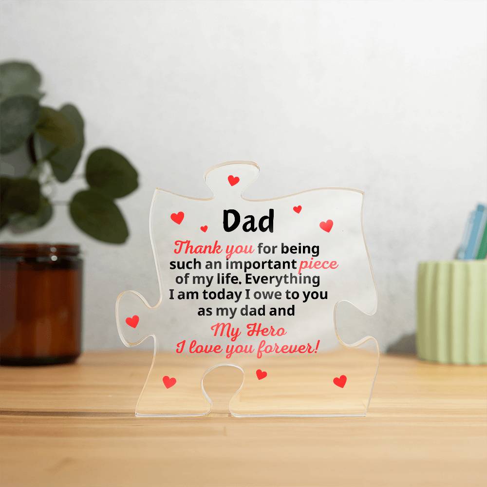 Dad Acrylic Puzzle Piece Plaque