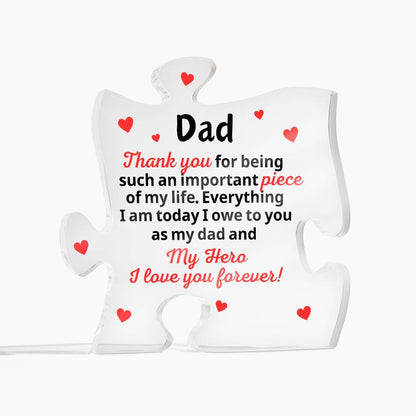 Dad Acrylic Puzzle Piece Plaque