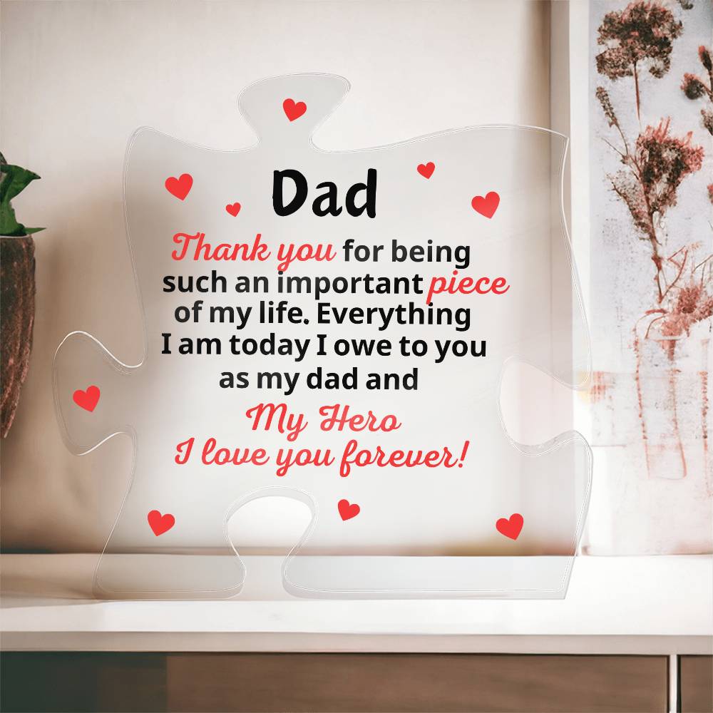 Dad Acrylic Puzzle Piece Plaque