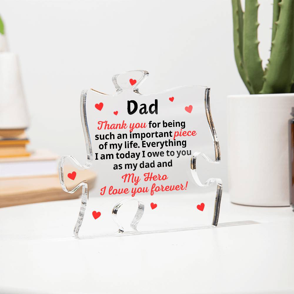 Dad Acrylic Puzzle Piece Plaque