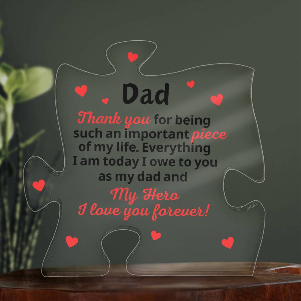 Dad Acrylic Puzzle Piece Plaque