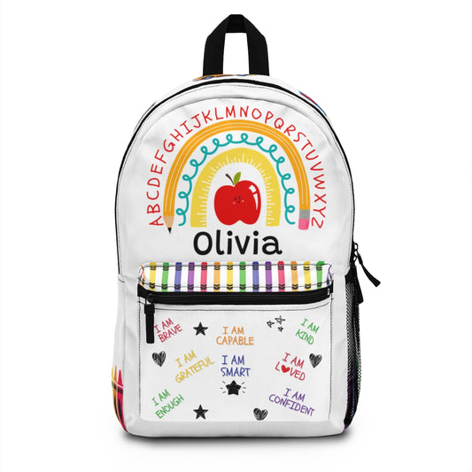 Personalized Kids Affirmation Pencil Rainbow Backpack Lunch Box Pencil Pouch Bundle