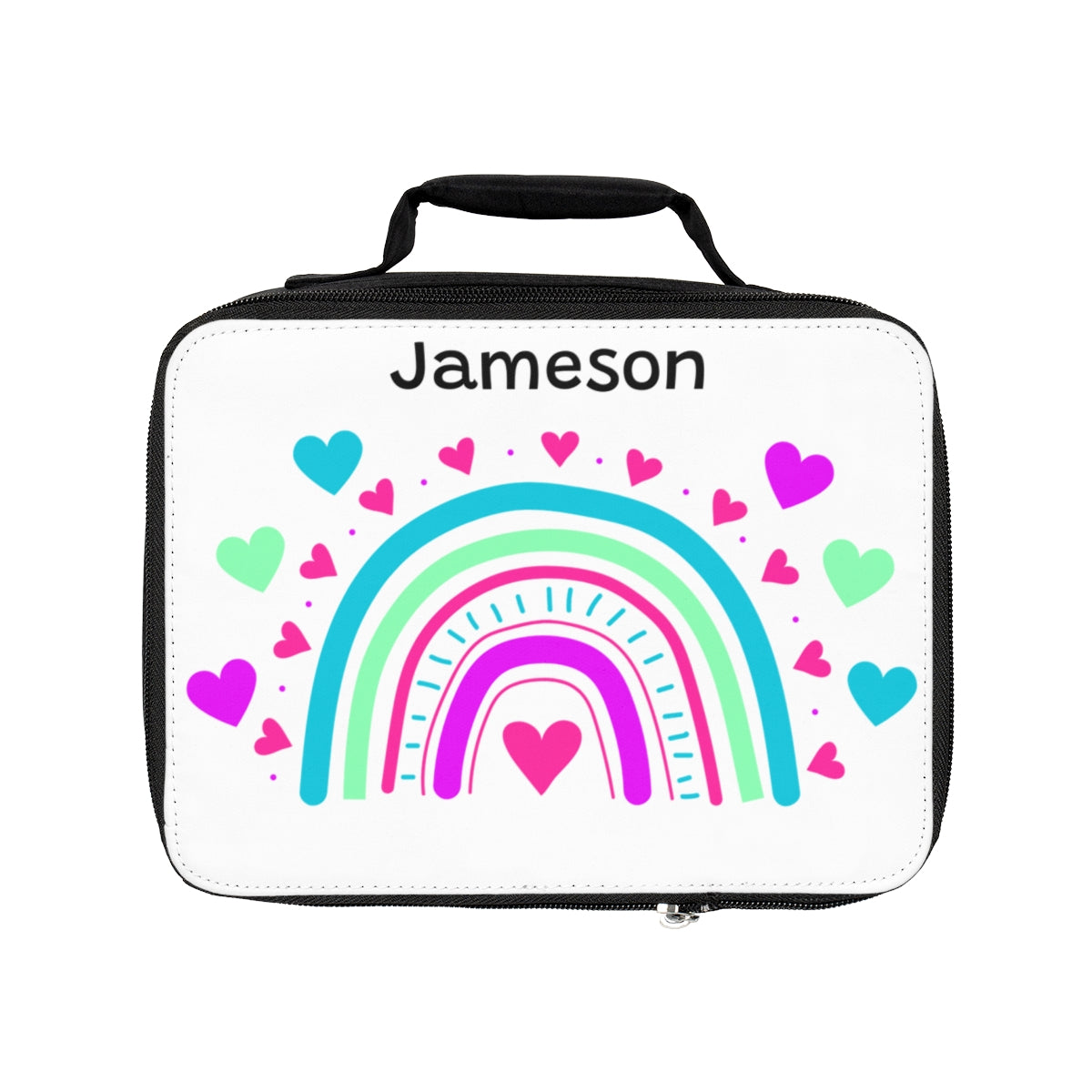 Personalized Kids Heart Rainbow Backpack Lunch Box Pencil Pouch Bundle