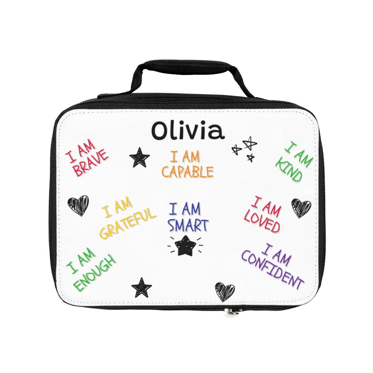 Personalized Kids Affirmation Pencil Rainbow Backpack Lunch Box Pencil Pouch Bundle