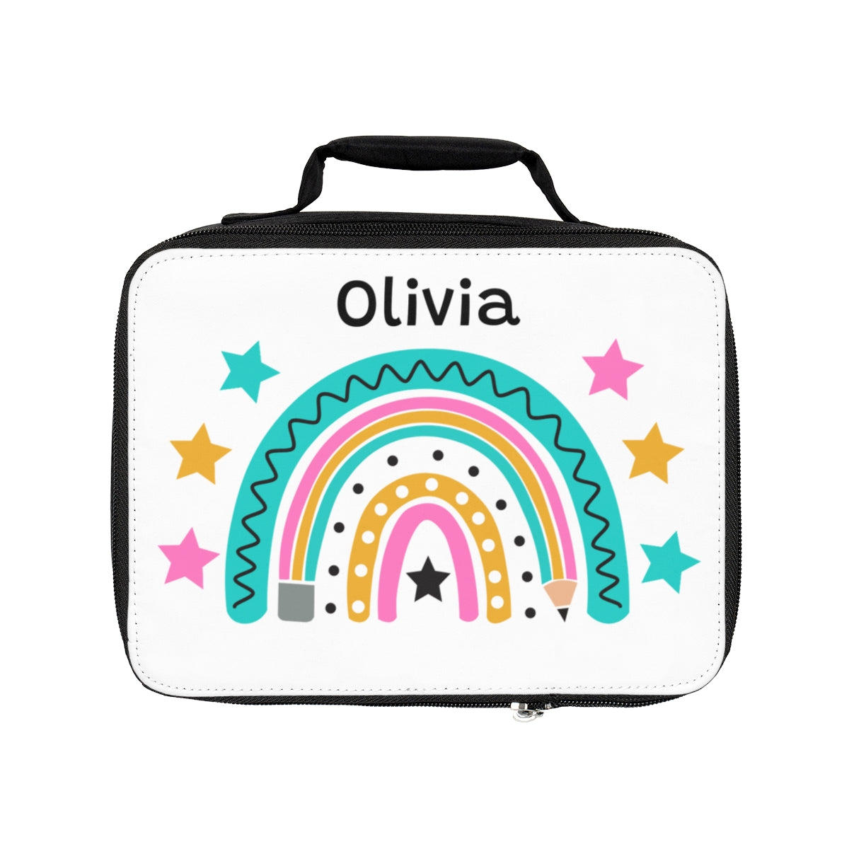 Personalized Kids Star Rainbow Backpack Lunch Box Pencil Pouch Bundle