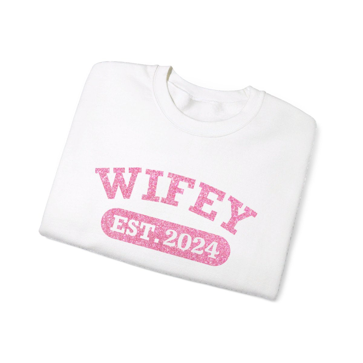 Personalized Wifey Crewneck Sweatshirt - Pink Glitter Edition