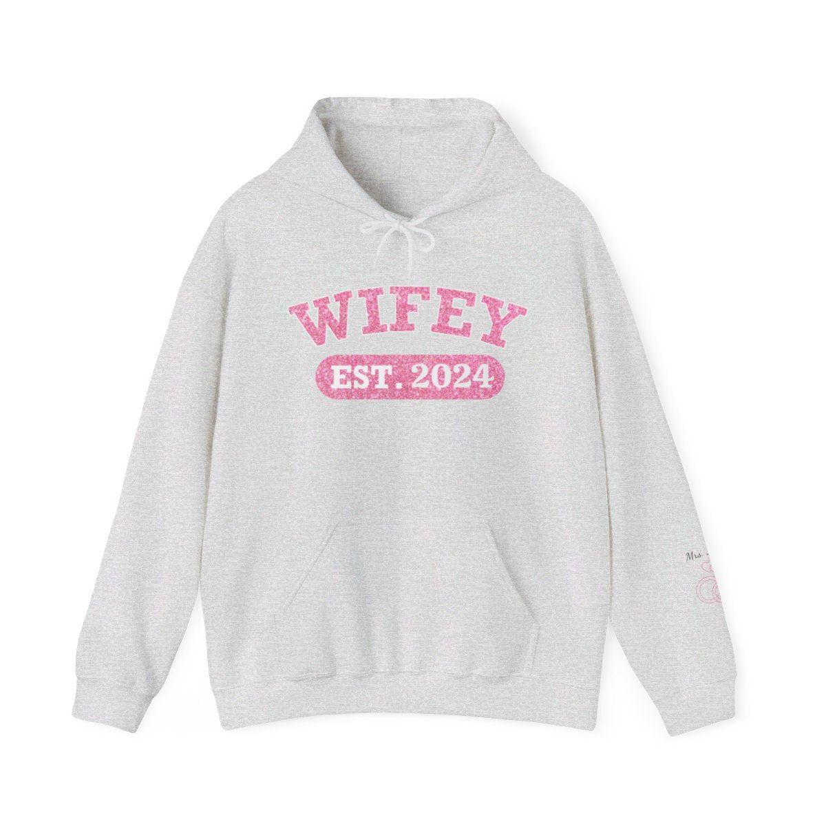 Personalized Wifey Hoodie Sweatshirt - Pink Glitter Edition