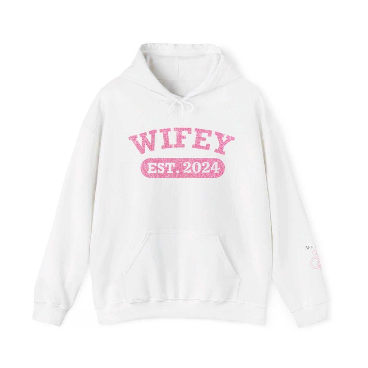 Personalized Wifey Hoodie Sweatshirt - Pink Glitter Edition