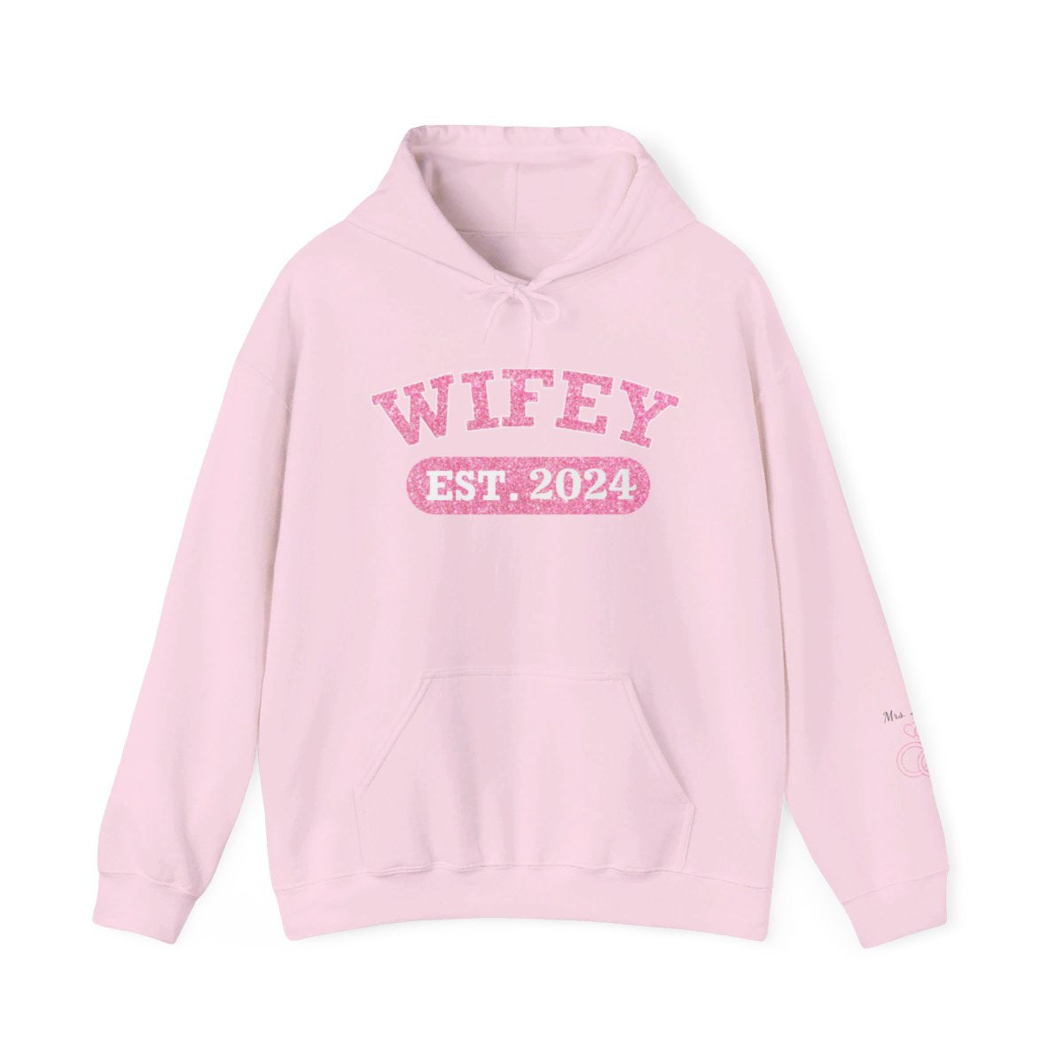 Personalized Wifey Hoodie Sweatshirt - Pink Glitter Edition